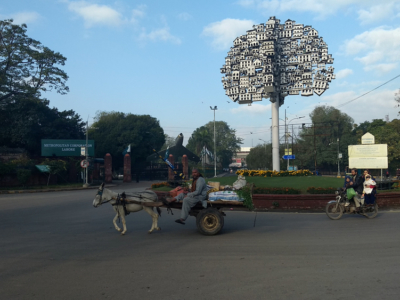 Birdhouses artwork located at Istanbul Chowk, Lahore