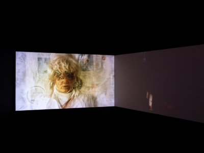 Original art exhibition, gallery view of video work